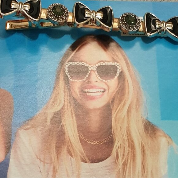 Gold Black Bow Hair Clip Pin Women Fashion Classic Casual Formal Accessory Gift - Picture 3 of 3